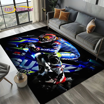 2025 Racing Car S-SUZUKI Logo Motorcycle Carpet Rug for Bedroom Living Room Home Sofa Decoration,kids Play Decor Floor Mat Gift