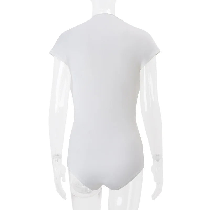 PixieKiki Sexy White Summer Rompers Deep V Neck Short Sleeve Jumpsuits One Pieces Outfits Korean Fashion Playsuit Woman P71-CZ16