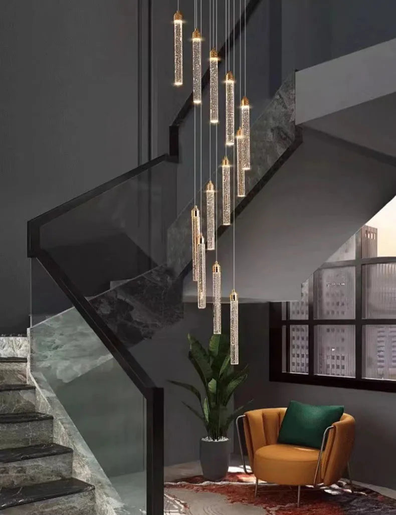 Modern Ceiling Chandelier Luxury Staircase Crystal Chandeliers Duplex Attic Villa Living Room Pendant Lights Home Decor Lighting