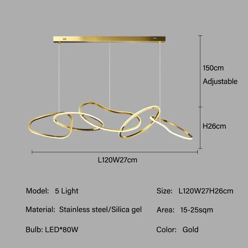 Modern Rose Gold LED Chandeliers Ligthing Nordic Lustre Home Decor Circle Rings Chandelier Hanging Pendant Lights Fixtures