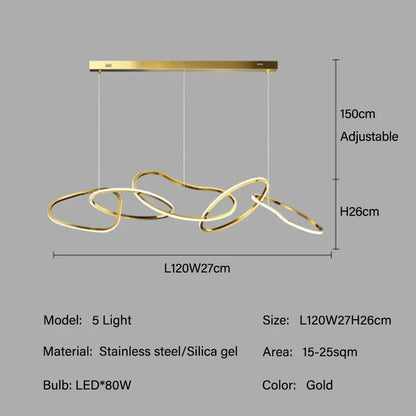 Modern Rose Gold LED Chandeliers Ligthing Nordic Lustre Home Decor Circle Rings Chandelier Hanging Pendant Lights Fixtures