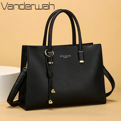 Genuine Brand Top Quality Leather Handbag Women's Tote Messenger Sac Designer Large Capacity 3 Levels Shoulder Crossbody Bags