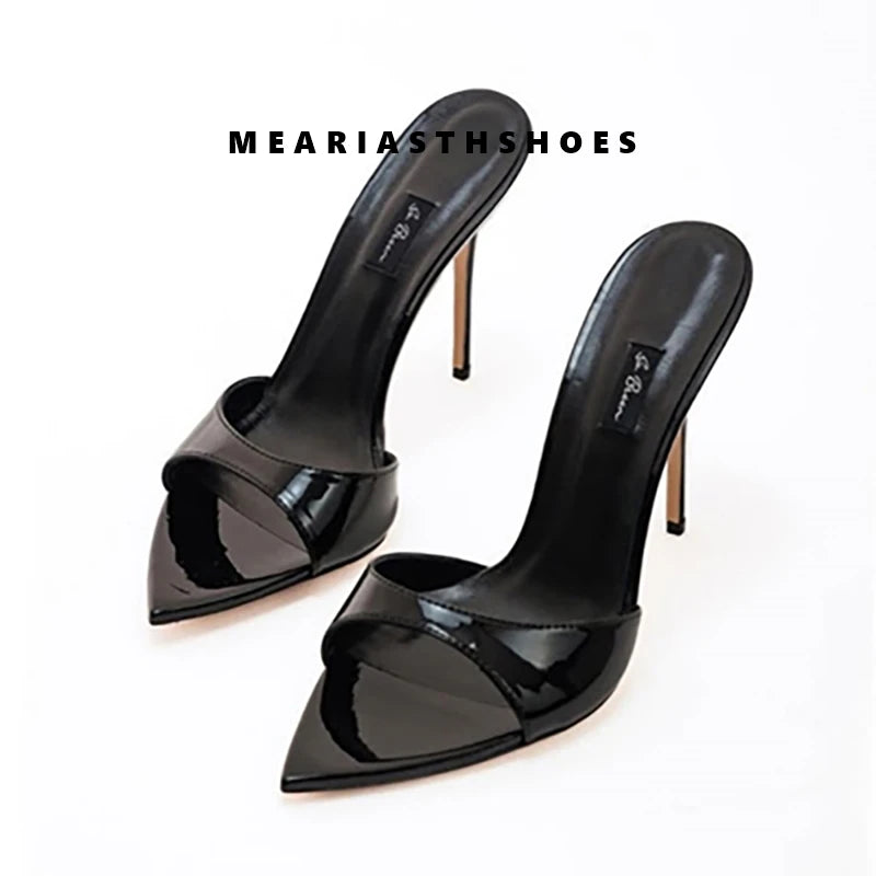 Super-high Heel Slippers Women Shoes Summer Peep Toe Mixed Colors Stiletto Sandals Sexy Party Ladies Shoes Luxury Woman Pumps