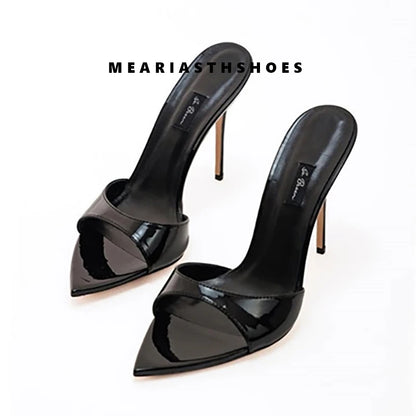 Super-high Heel Slippers Women Shoes Summer Peep Toe Mixed Colors Stiletto Sandals Sexy Party Ladies Shoes Luxury Woman Pumps