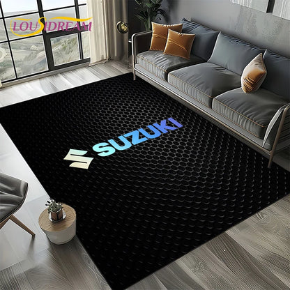 2025 Racing Car S-SUZUKI Logo Motorcycle Carpet Rug for Bedroom Living Room Home Sofa Decoration,kids Play Decor Floor Mat Gift