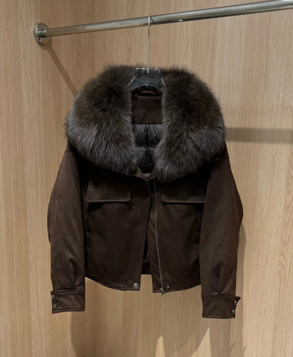 Women's Winter Genuine Fur Coat Cold Weather with Big Collar Mink Coat Thermal Outerwear for Casual City Fashion Wear Windproof