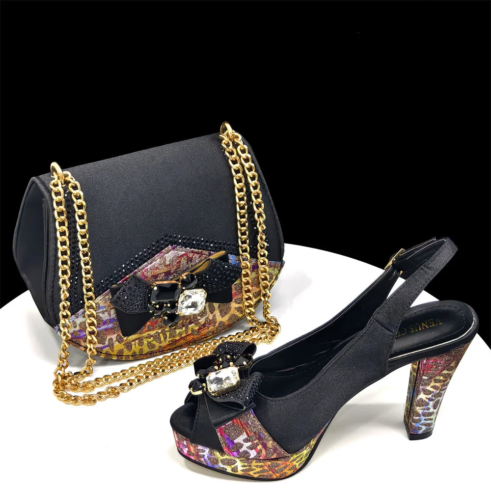 Elegant Women Heels for Party Open Toe Special Material Design Rhinestone Italian Only Sandals and Set to Choose 2024