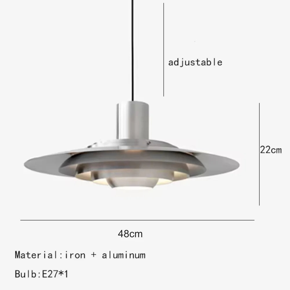 UFO shape Pendant Light Silver Aluminum Multi-level Chandelier Creative Dining Table Bar Desk Lamp Home Decorative Lights