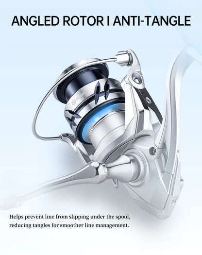 Huidiao 4+1BB Spinning Fishing Reel 1000/2500/3000/4000 10kg Max Drag 5.2:1 CNC Metal Spool Left/Right Interchangeable Saltwater