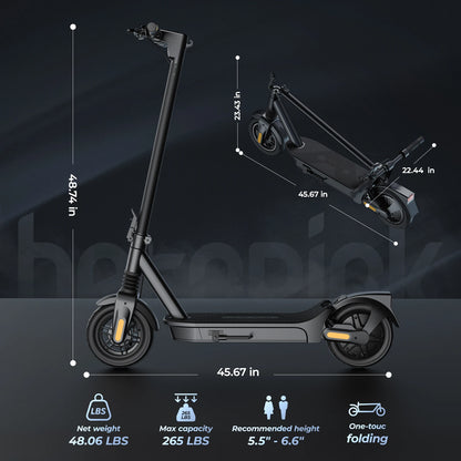 E8/10 Foldable E-Scooter 500/1000W 20mph 20/40miles Max Range Dual Suspension APP Smart Control Powerful Motor Electric Scooter