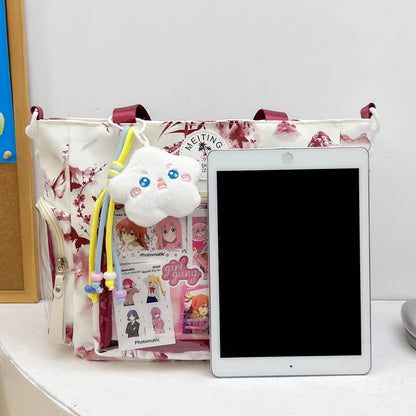 New Sweet Cute Ulzzang Y2K Ita Bags Subculture Dopamine Transparent Display Cool Tote Bag Aesthetic Lace DIY Badge Shoulder Bag