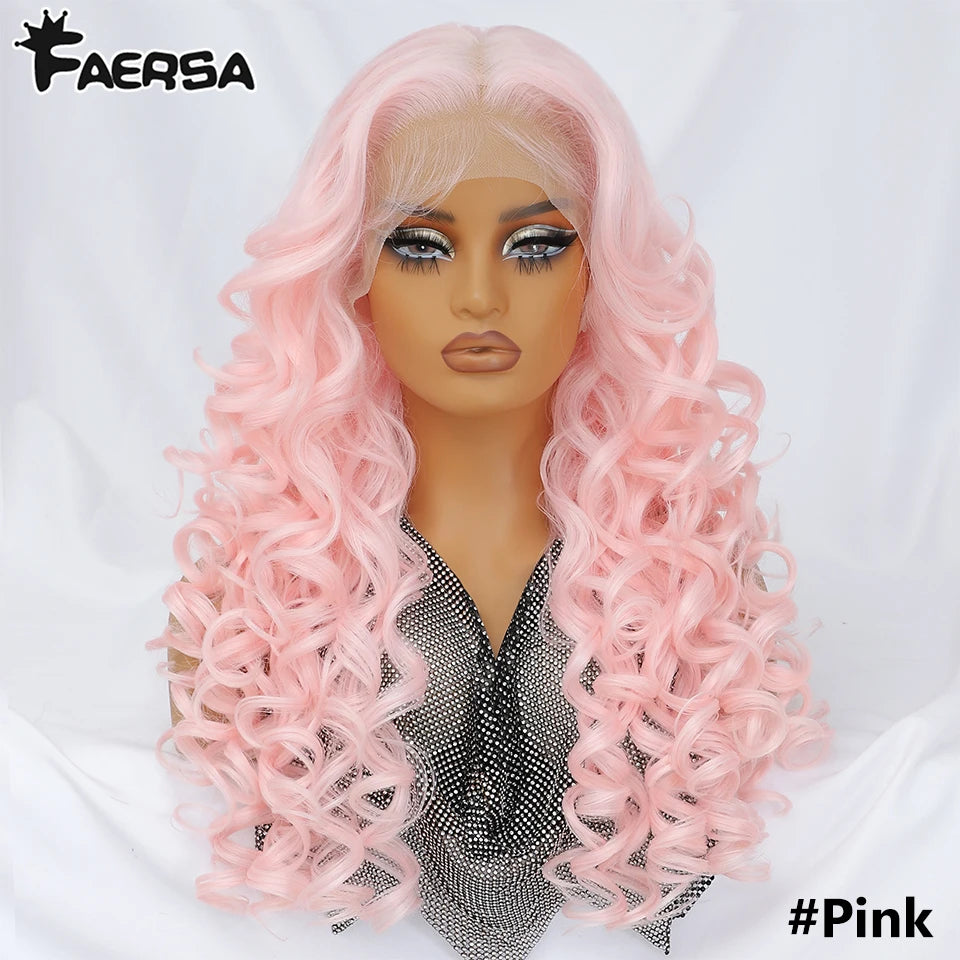 Latisha 13X6 HD 13X5X1 Synthetic Lace Front Wigs Curly Pre Plucked Lace Frontal Wig with Bangs for Women Highlight with Babyhair