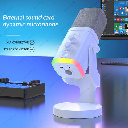 USB microphone for PC/Mac gaming, recording, live streaming, and podcasting; PC gaming condenser/coil microphone with phone adap