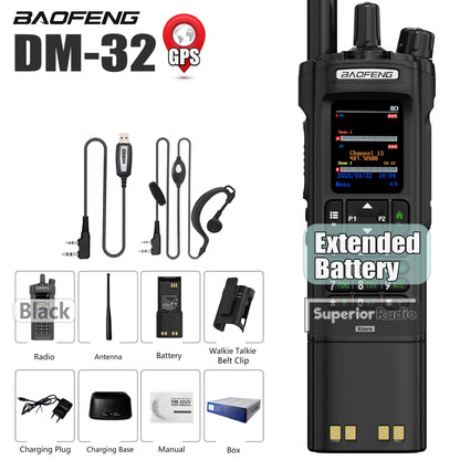 Baofeng DM-32 DMR Digital Walkie Talkie Upgraded Extended Battery High Capacity GPS APRS Dual Mode Analog Dual Time Slot  AM FM