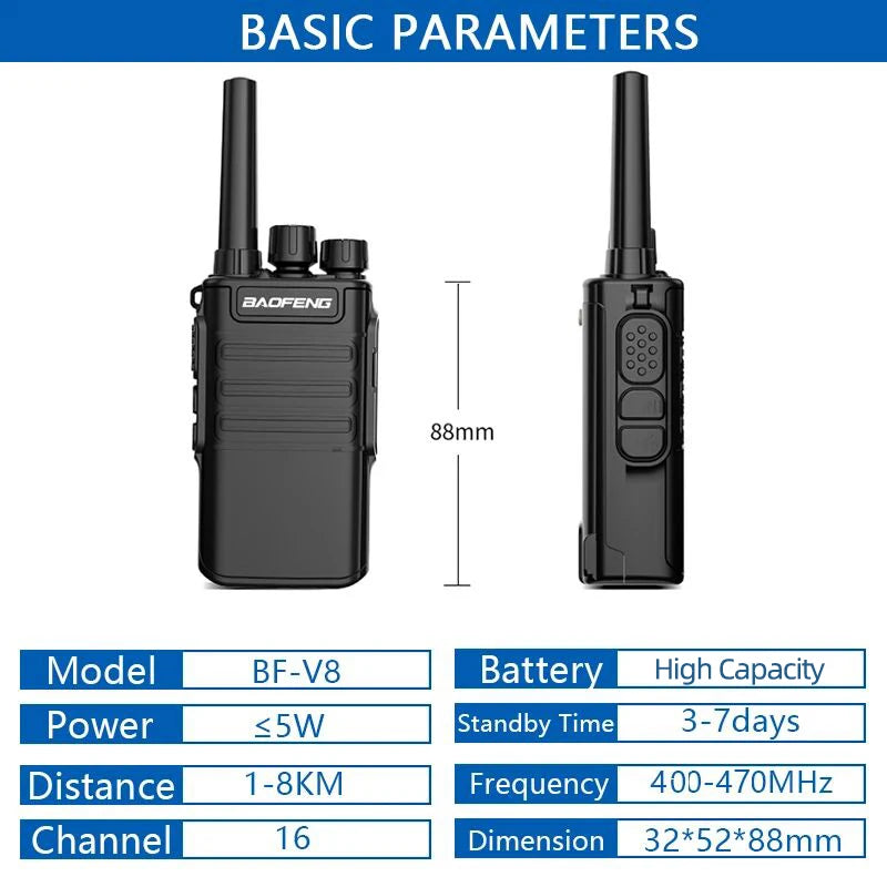 Baofeng Mini Walkie Talkie Handheld BF-V8 BFV8 Gray Green Orange Intercom UHF HF Transceiver Walkie Talkie 10 KM