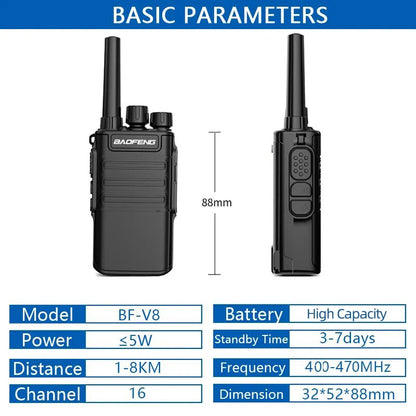 Baofeng Mini Walkie Talkie Handheld BF-V8 BFV8 Gray Green Orange Intercom UHF HF Transceiver Walkie Talkie 10 KM