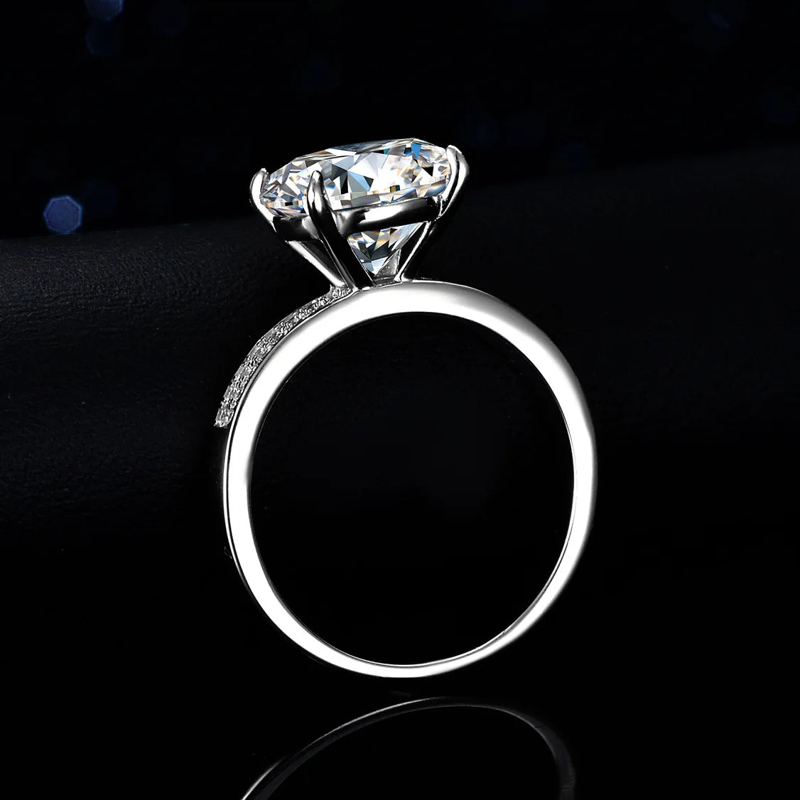 Women's 5 Carat Moissanite Double Row Ring - Classic 4-Prong PT950 Platinum, Elegant Solitaire Wedding Jewelry