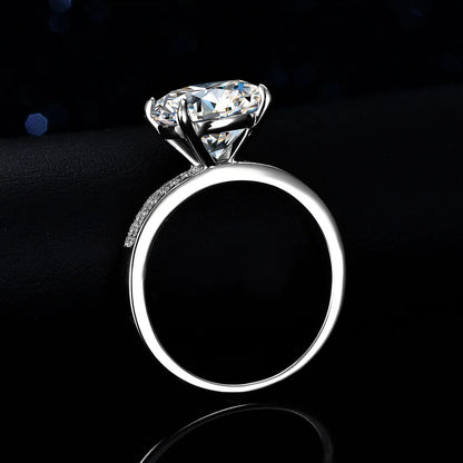 Women's 5 Carat Moissanite Double Row Ring - Classic 4-Prong PT950 Platinum, Elegant Solitaire Wedding Jewelry