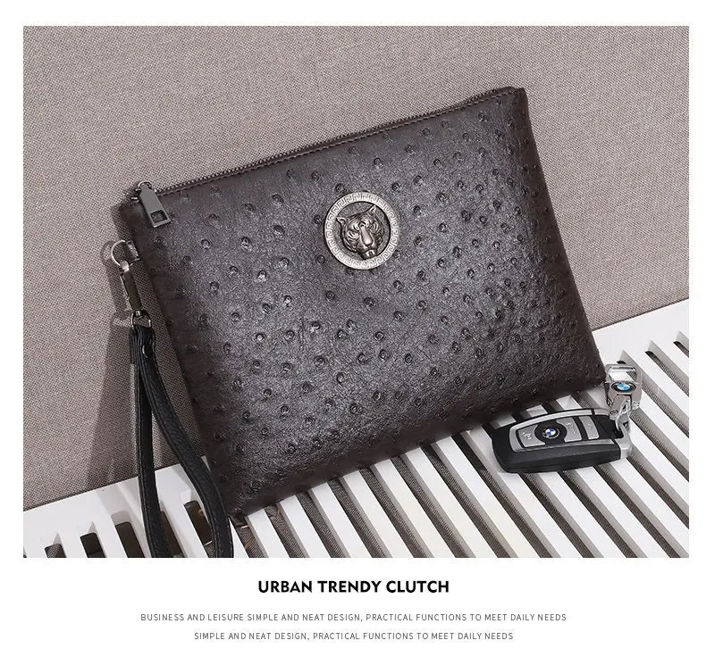 New Business Style Men Clutch Large Wallet Soft PU Leather Male Wristlet Pack Bag Elegant Leisure Stylish HandBags Envelope Bag