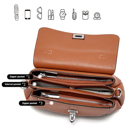 Genuine Leather Women's Bag Luxury Designer Crossbody Bags High Quality Cowhide Women Shoulder Bag Female Handbags M8863