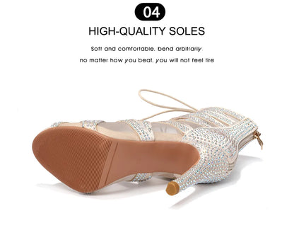 SWDZM Women's Dance Boots Shiny With Diamonds Latin Jazz Dance Shoes Wedding High Heels Girls Dance Shoes Indoor And Outdoor