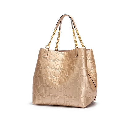 CHCH Women's Tote Bag 2024 New Steel Embossed Handbag Large Capacity Business Storage Bag