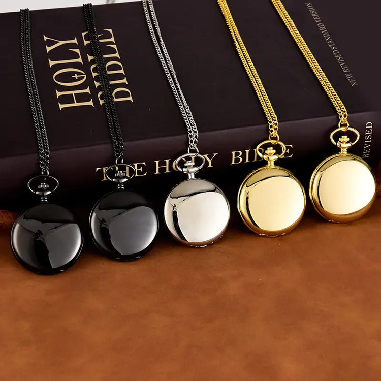 Classic pocket watch shiny retro double-sided bright quartz necklace watch gift boyfriend friend holiday gift pocket watch