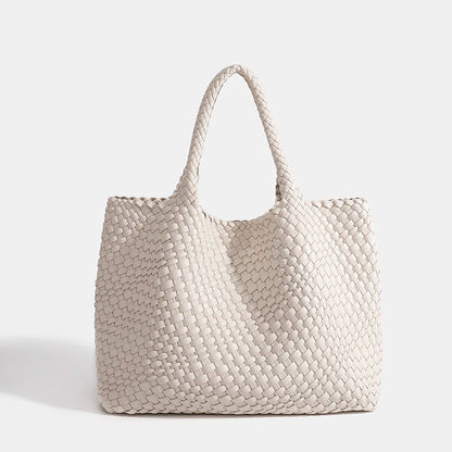 Large-Capacity Designer Knitting Fashion PU Leather Women's Shoulder Bag Handbags for Beach Travel Single-Shoulder Ladies Bag