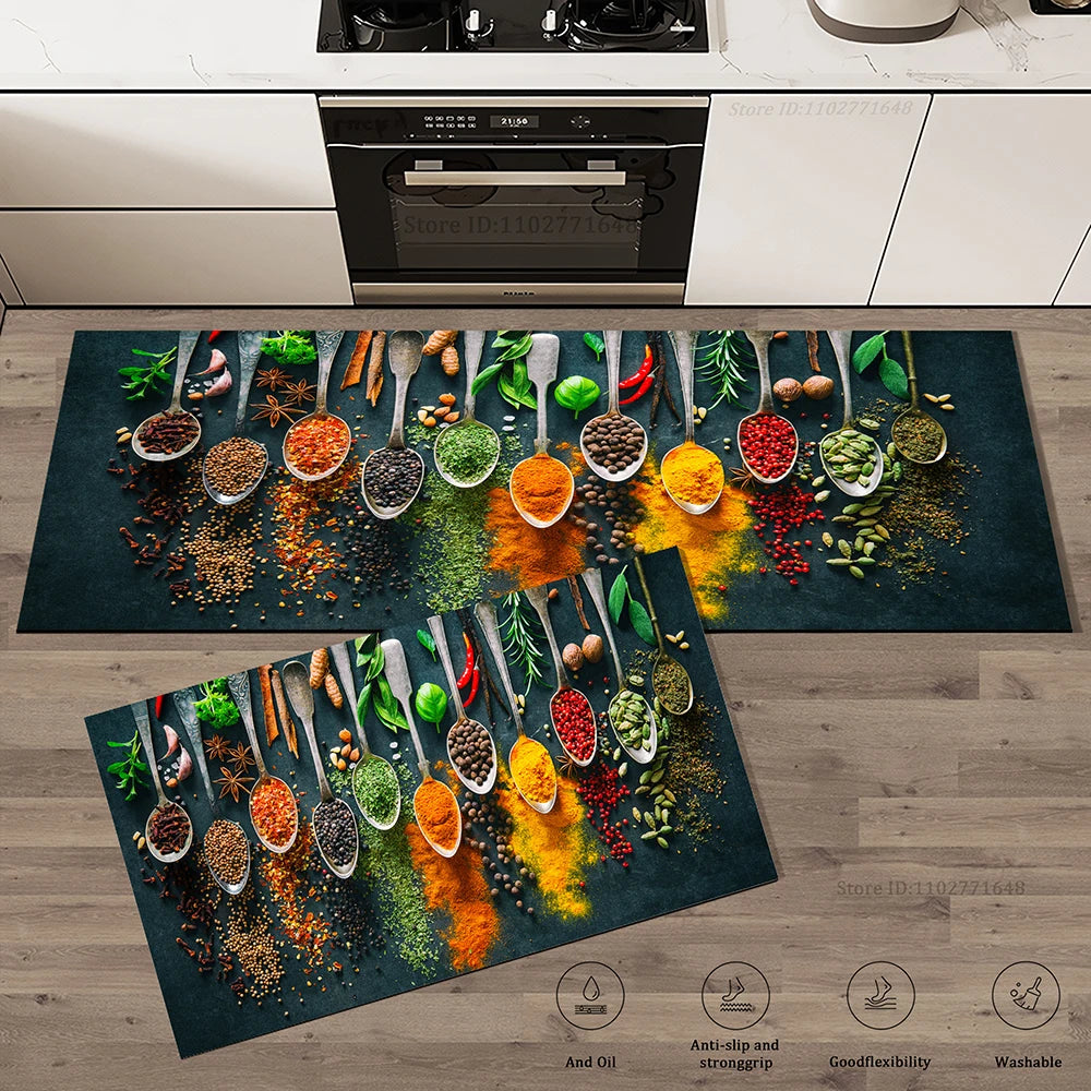 Grains Pattern Absorbent Non-Slip Kitchen Mat Anti-Fatigue for Comfort Doormat Rug Washable Modern Entrance Carpet Large Mats