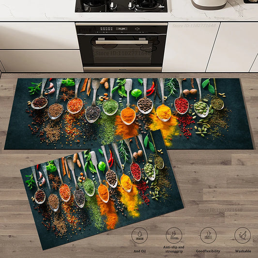 Grains Pattern Absorbent Non-Slip Kitchen Mat Anti-Fatigue for Comfort Doormat Rug Washable Modern Entrance Carpet Large Mats