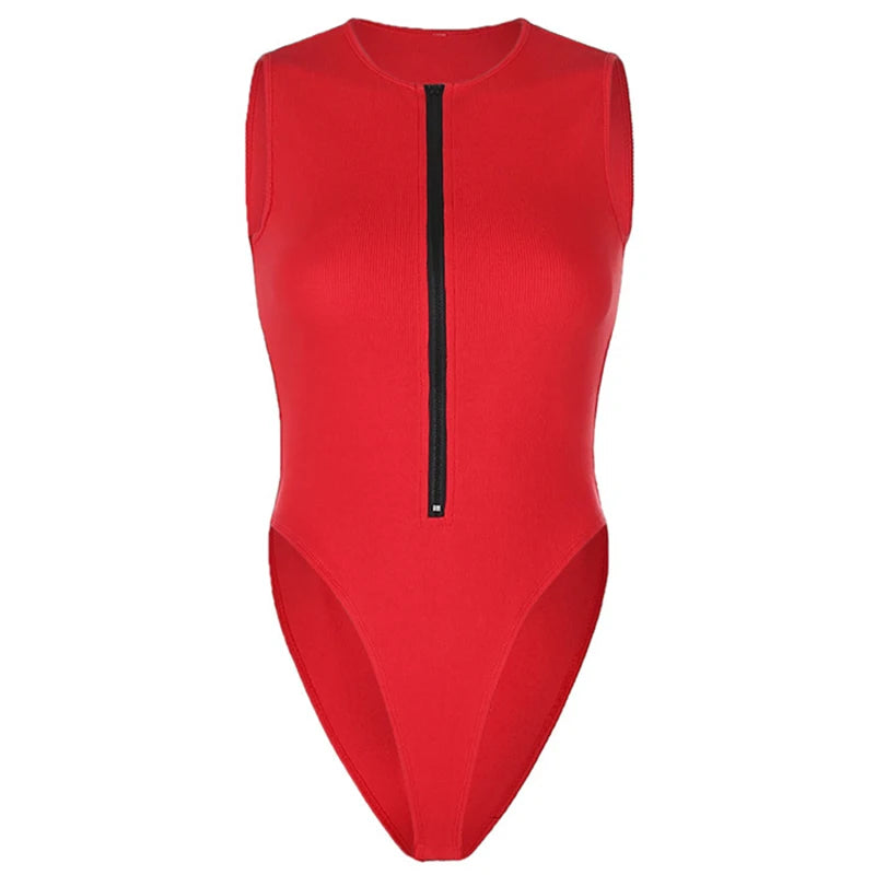 Summer solid color zipper jumpsuit sexy jumpsuit women's fashionable zipper sleeveless jumpsuit on jumpsuit