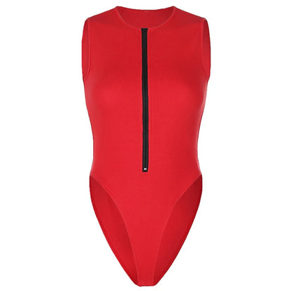 Summer solid color zipper jumpsuit sexy jumpsuit women's fashionable zipper sleeveless jumpsuit on jumpsuit