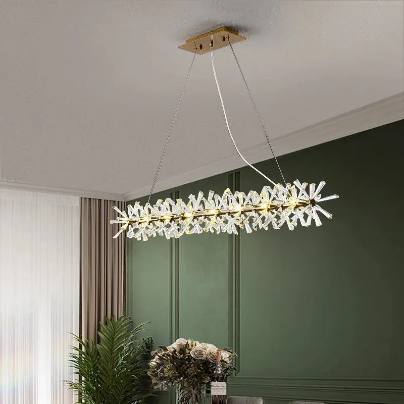 French crystal chandelier, romantic firefly, snowflake, light luxury, modern creativity, warm bedroom, dining room chandeliers