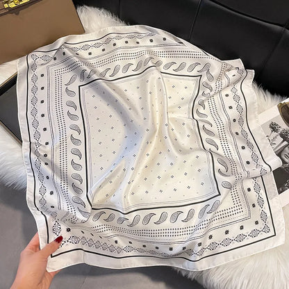 2025 Korean Satin Silk Scarf 70cm Square Women Fashion Shawl Wrap Neckerchief New Elegant