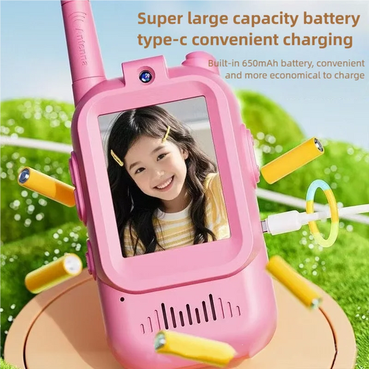 Video Walkie Talkies for Kids 2 Pack Rechargeable Intercom Walkie-talkie Cute 2 Inch Screen One-Click Call Child Video Intercom
