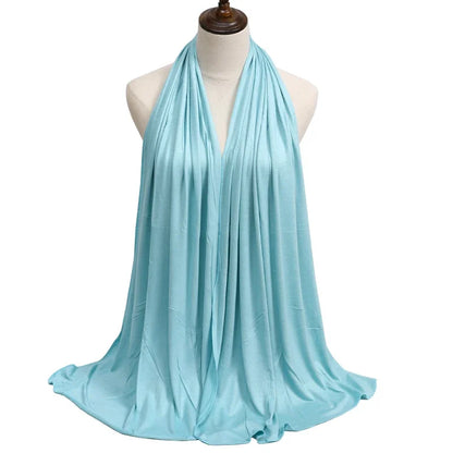 Womens Muslim Ramadan Fashion Modal Cotton Jersey Hijab Womens High Quality Solid Color Soft Hijab Long African Scarf