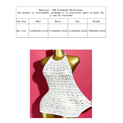Women Summer Beach Cover Up Hollow Out Beachwear Without Underwear Sheer Mesh Fishnet Music festival Swimsuit