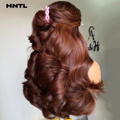 500 High Density Brown Color Loose Body Wave Lace Frontal Wig 100% Human Hair 13x6 HD Lace Front Bouncy Curly Glueless Wigs
