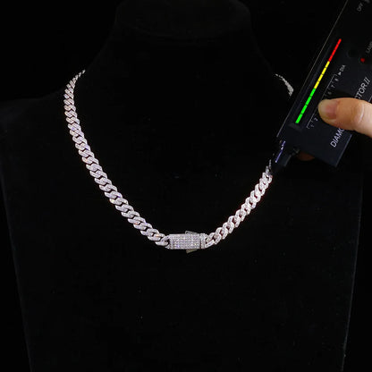 ICEBLING 925 Silver Moissanite Cuban Chain Prong Setting Iced Out 1/2 Rows Pass Diamond Tester VVS Necklace Hip Hop Jewelry