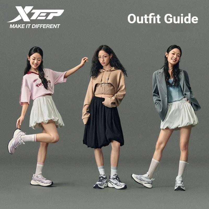 Xtep Basque 3.0 Trendy Cushioning Stable Soft Flexible Rubber Thick Sole Daily Sports Female Shoes 874218320006