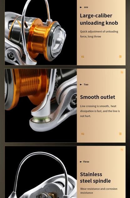 ROOBLINOS TC Spinning Fishing Reel 10KG Max Drag 5.2:1 Gear Ratio Stainless Steel Main Shaft Ball Bearings Freshwater Saltwater