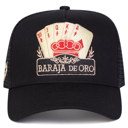 Unisex BARAJA DE ORO Poker Embroidery Baseball Net Caps Spring Summer Outdoor Adjustable Casual Hats Sunscreen Hat Sports Cap