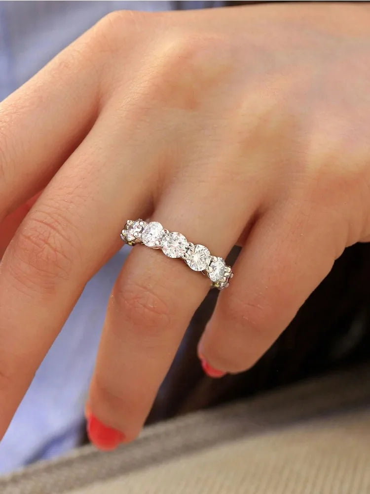 925 Sterling Silver Fashion Gorgeous Shiny Round Zircon Ring For Women Engagement Wedding Party Luxury High Quality Fine Jewelry
