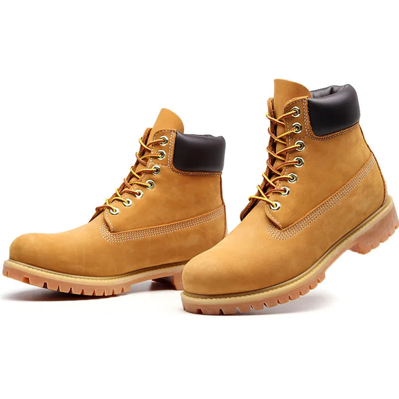 Handmade Genuine Leather Motorcycle Boots British Retro Men Women Outdoor Hiking Work Shoes Non-slip Desert Boots