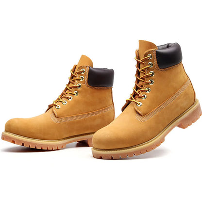 Handmade Genuine Leather Motorcycle Boots British Retro Men Women Outdoor Hiking Work Shoes Non-slip Desert Boots