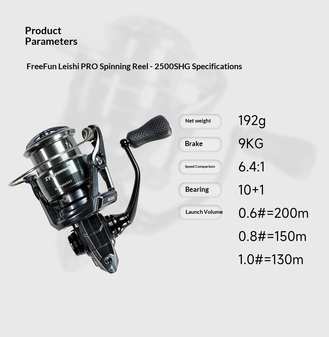ZYQ Spinning Fishing Reel Leishi Pro Carbon Fiber Metal High Gear Ratio Shallow Spool Waterproof For Freshwater Saltwater Lure