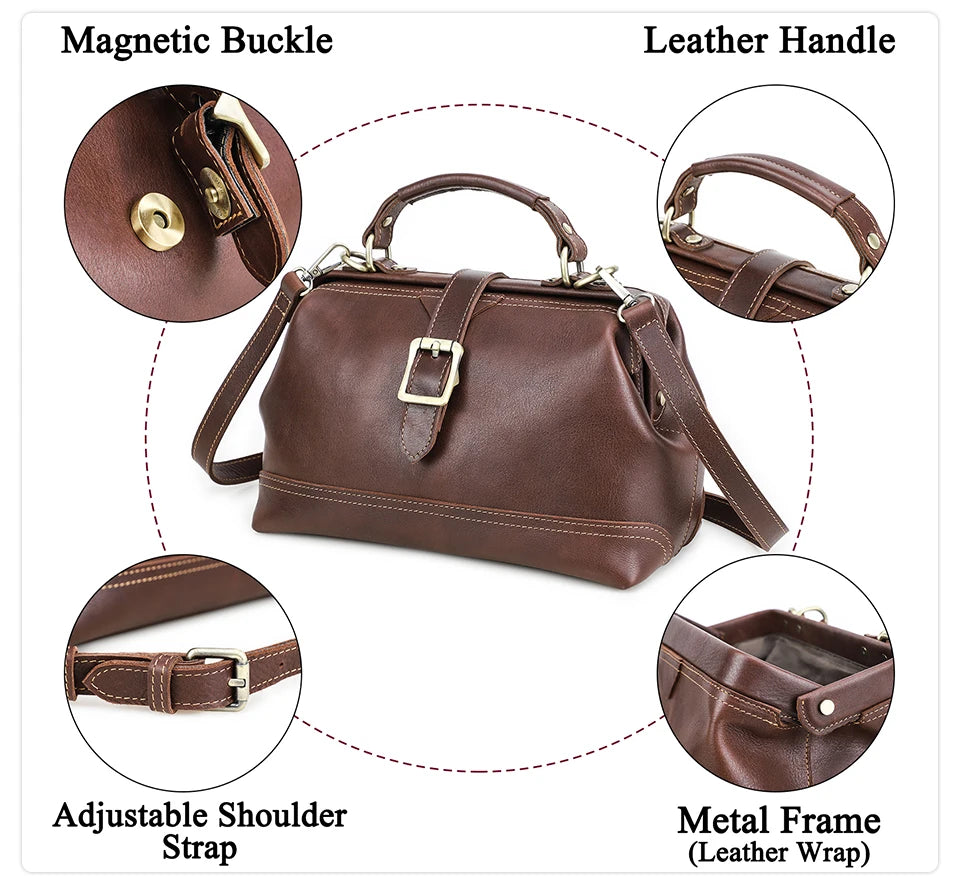 CONTACT'S Genuine Leather Sling Shoulder Bags for Women Luxury Designer Tote Bag Women‘s Bag Handbag Fashion Ladies’ Doctor Bag