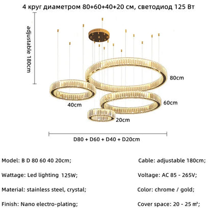 Modern Luxury Led Dimmable Pendant Lights Lustre Living Room Chandelier Lamp Fixtures Foyer Shiny Steel  Luminarias Light
