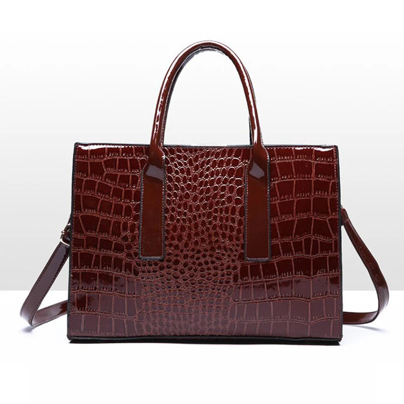 Patent Leather Women Messenger Bags Crocodile Female Crossbody Shoulder Hand Bags for Women High Quality Ladies Handbags