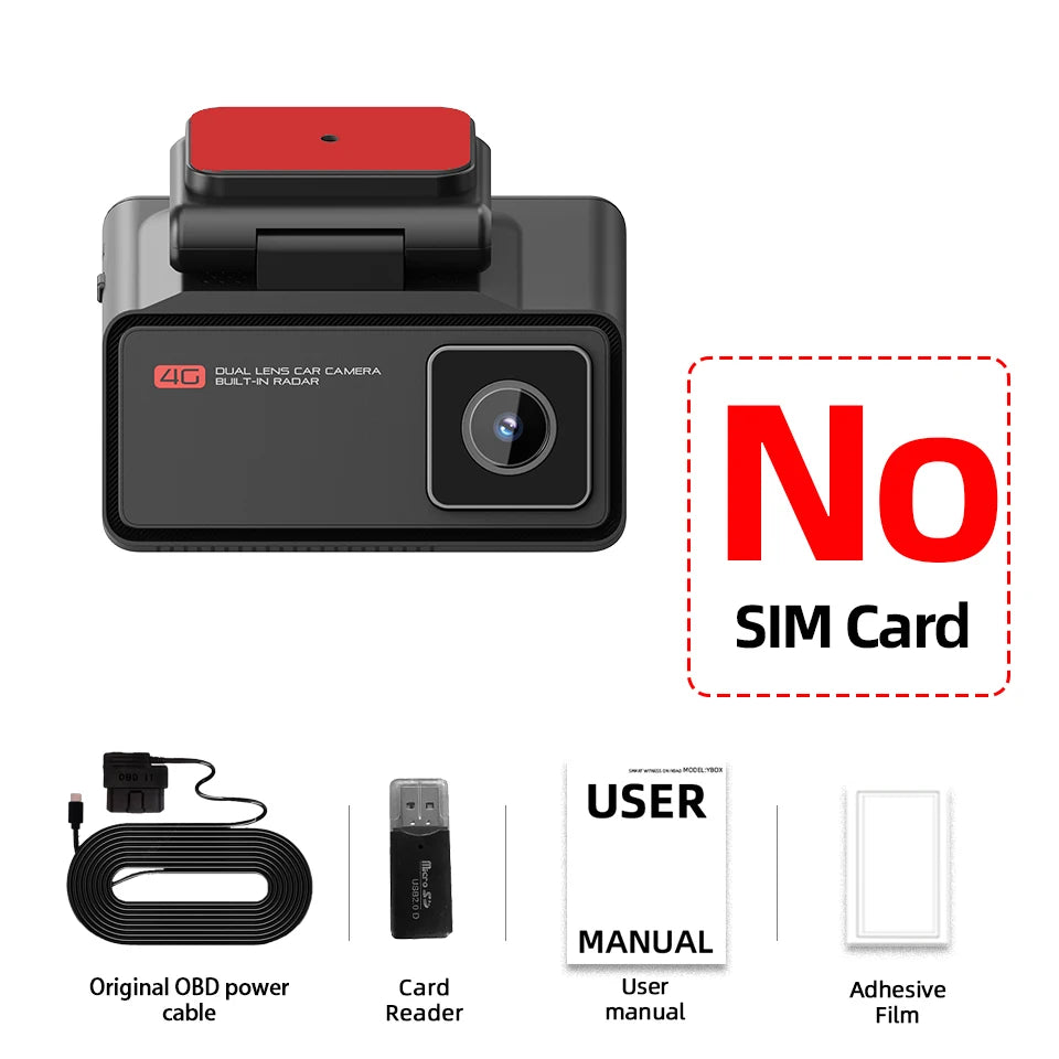 4G LTE Dashcam with Front And Inside Lens Two-Way Talk Car DVR GPS Remote Live-View 24/7 Parking IR Night Vision Security Camera